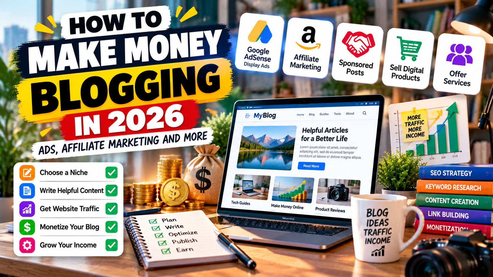 How to make money blogging in 2026 using ads and affiliate marketing